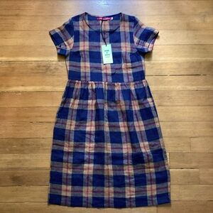 Pyne & Smith linen plaid dress XS NWT